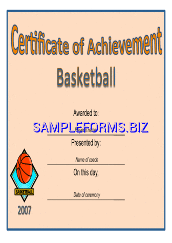 Certificate of Achievement - Basketball pdf potx free