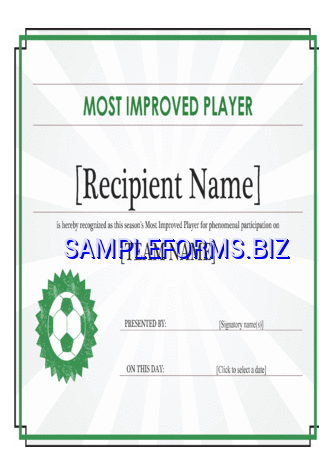 Most Improved Player Certificate (Editable Title)